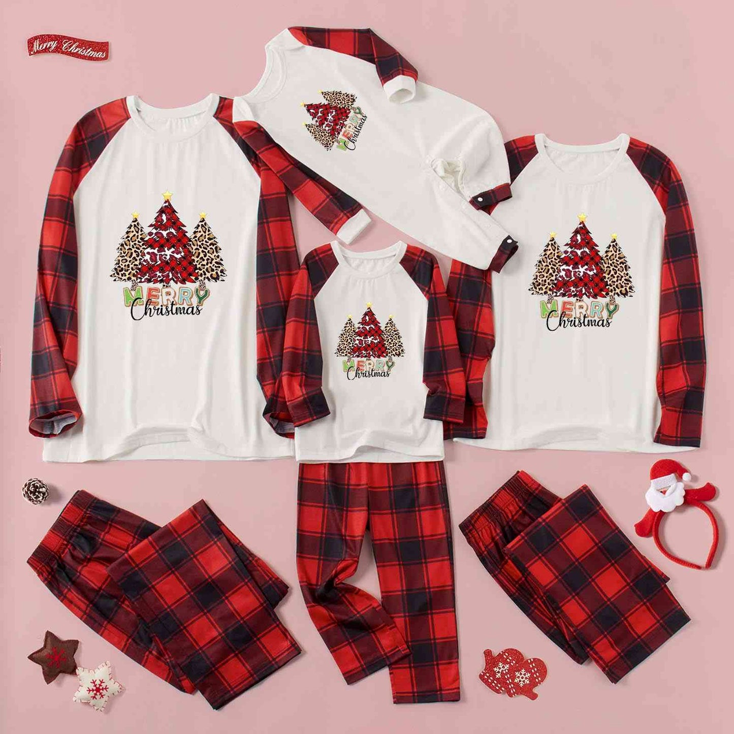 Matching Kids 2T-9 "MERRY Christmas" 3 Trees Pajama Set