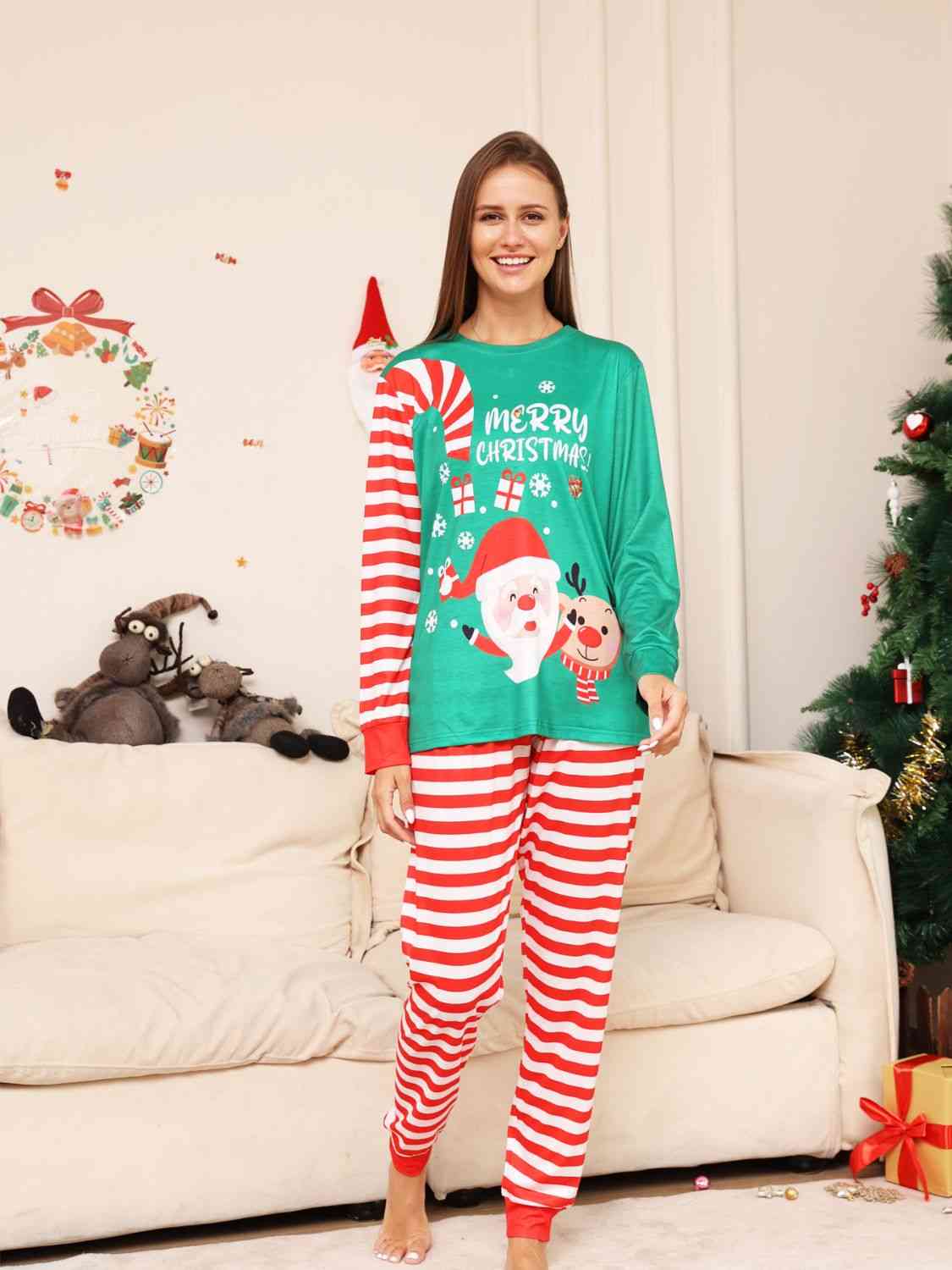 Matching Women's Candy Cane Pajama Set