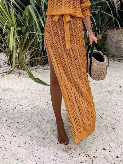 Slit Openwork Single Shoulder Knit Swim Dress (7 Variants)