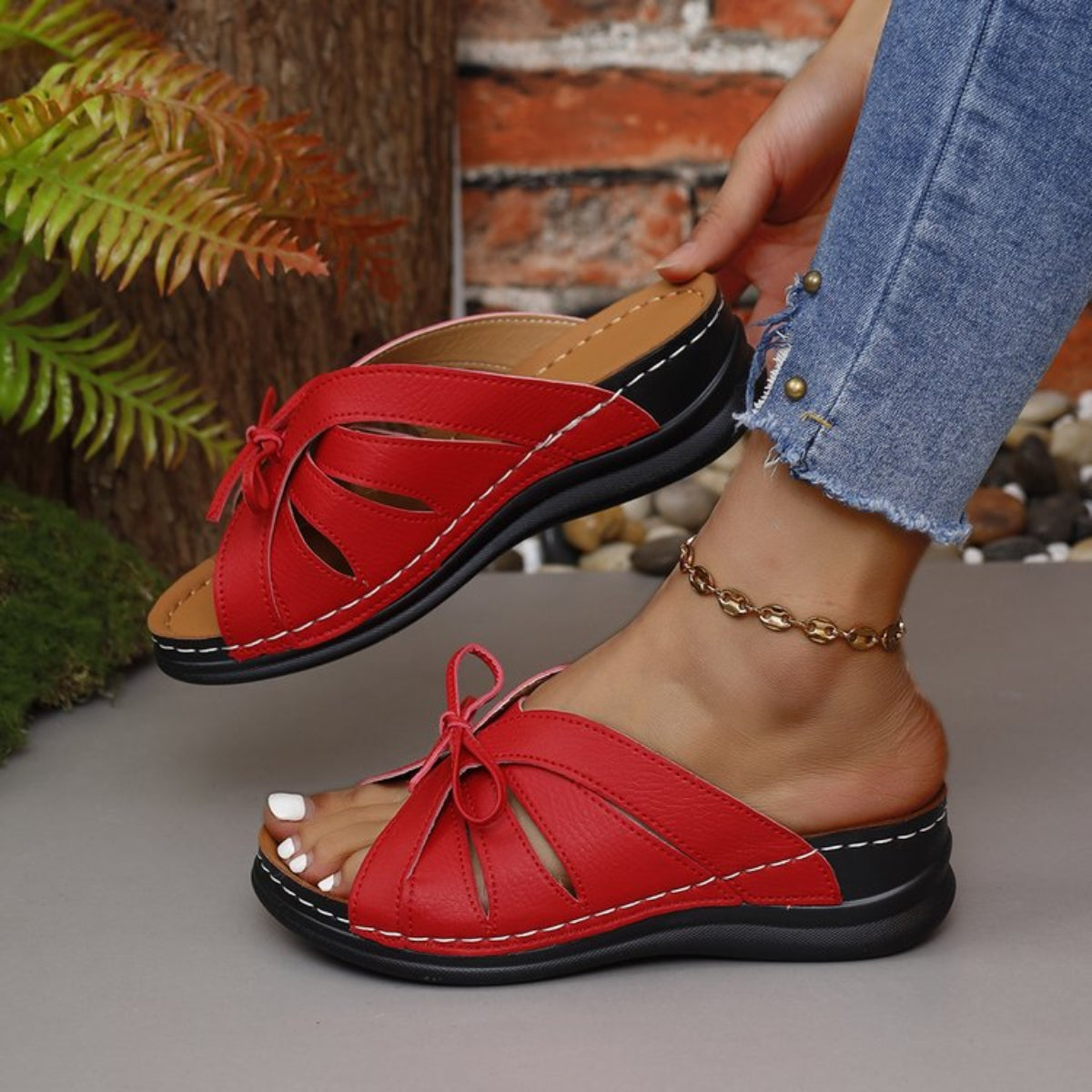 Wrapped With A Bow Low Heel Sandals (6 Variants)