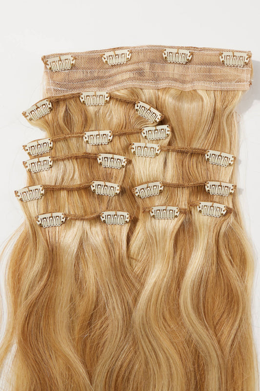 18" Blonde Highlights Clip-in Virgin Human Hair Extensions