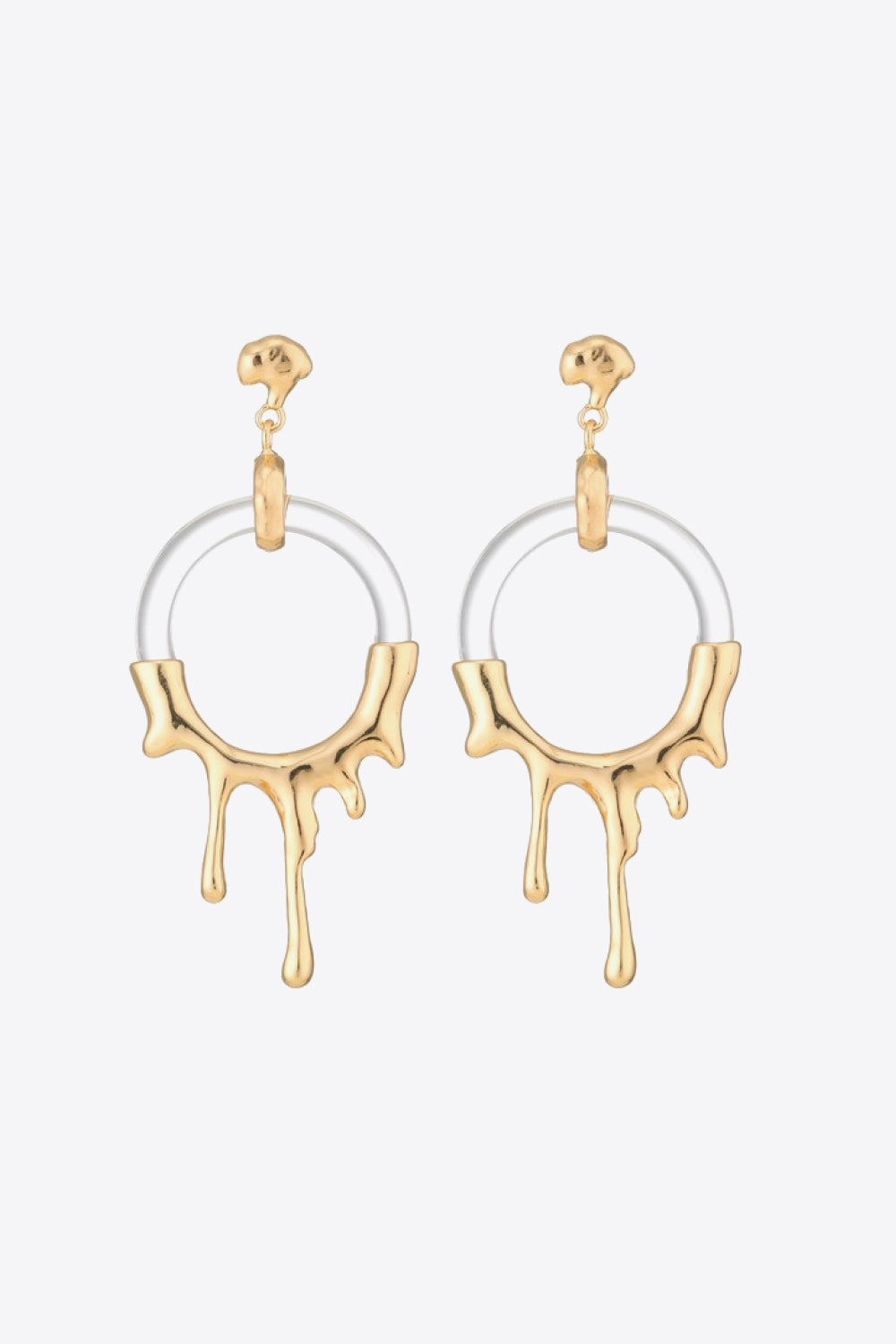 Circle "Gold Drip" Resin Drop Earrings