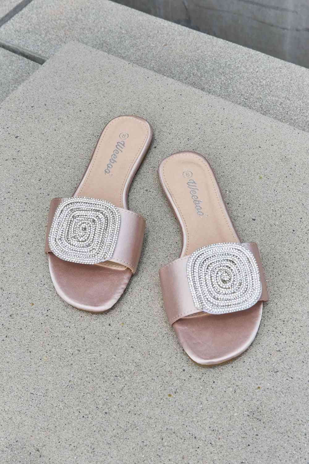 Rhinestone Rose Slide Sandal