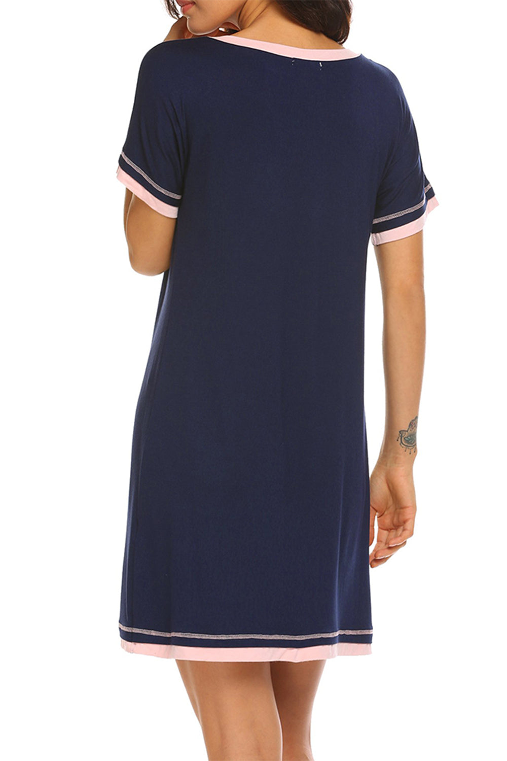 Contrast Short Sleeve Night Gown (11 Variants)