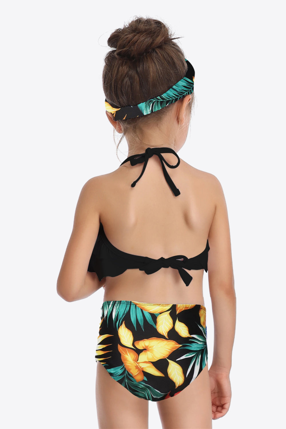 Girls Printed Layered Halter Neck Two-Piece Swim Set