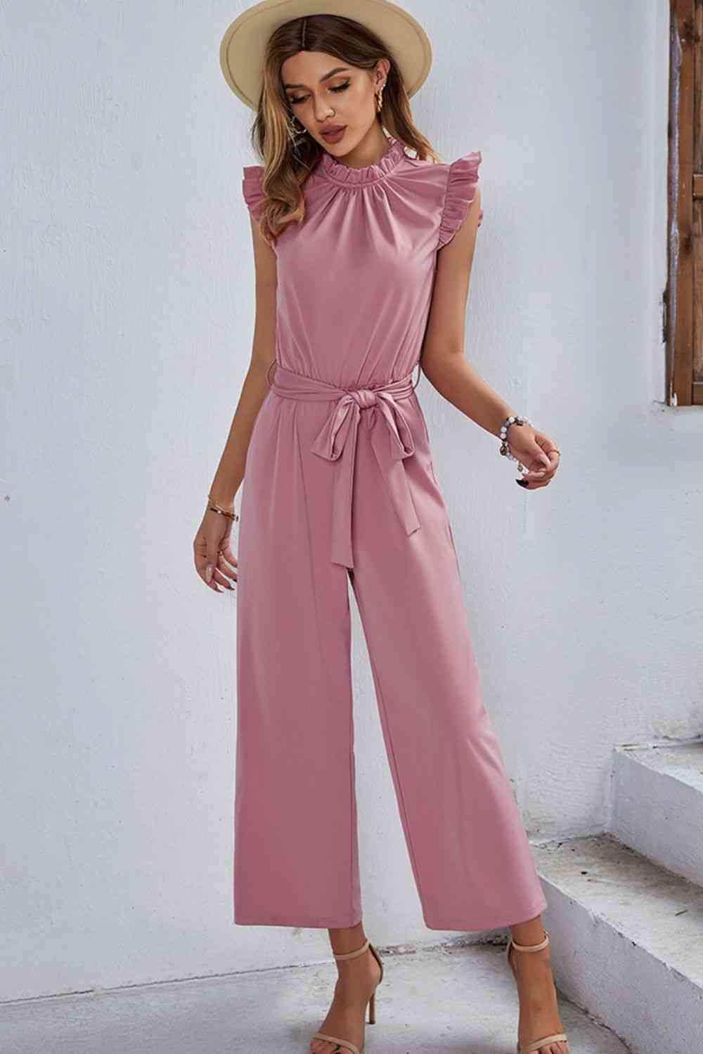 Butterfly Sleeve Tie Waist Jumpsuit (3 Variants)