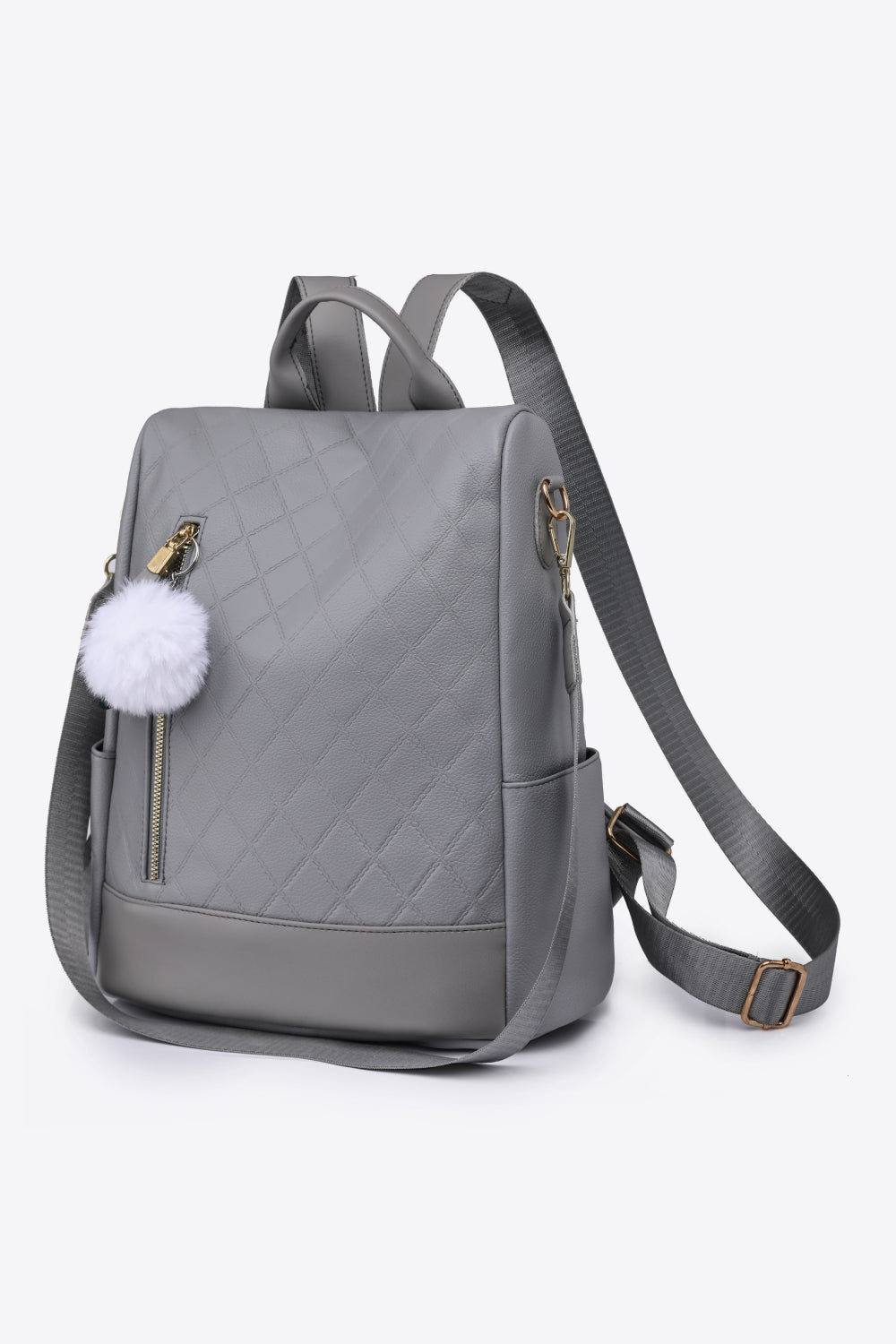 Diamond Patterned Pum-Pum Zipper Backpack (3 Variants)