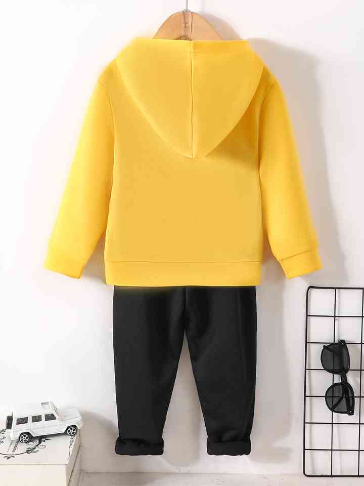 Boys Black & Yellow Hoodie and Pants Set