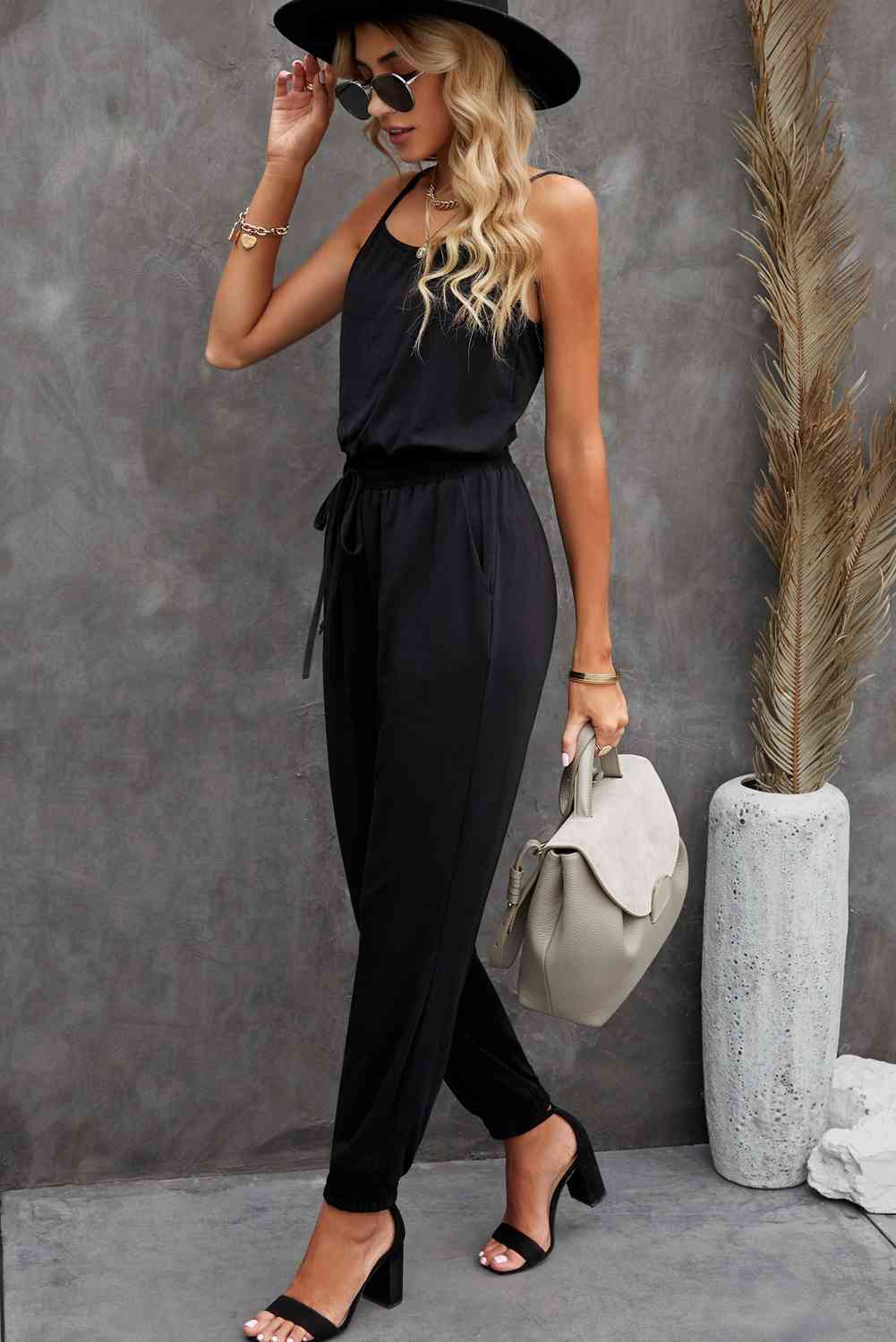 Spaghetti Strap Jumpsuit with Pockets (2 Variants)