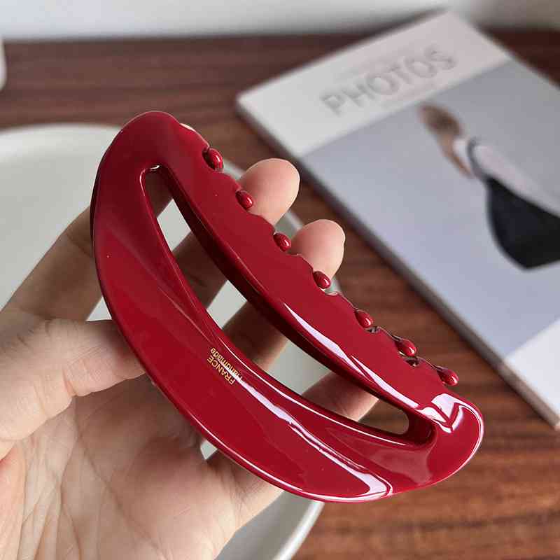 Red Open / Closed Acetate Hair Claw Clip