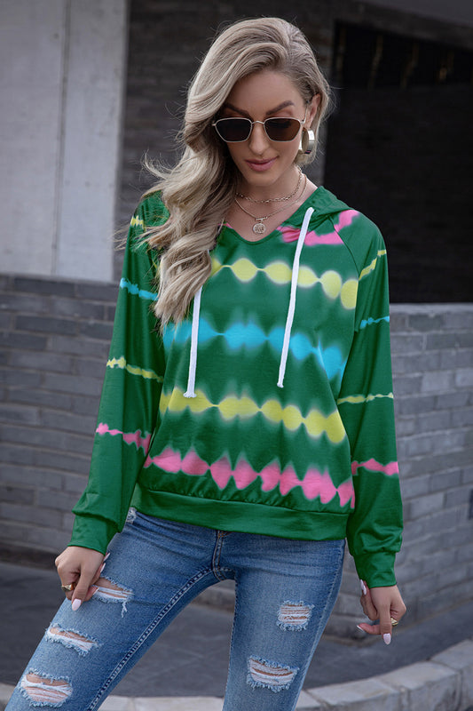 Tie-Dye V-Neck Hoodie