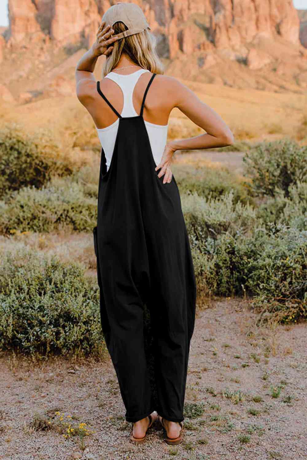 Double Take  V-Neck Sleeveless Jumpsuit with Pocket (6 Variants)