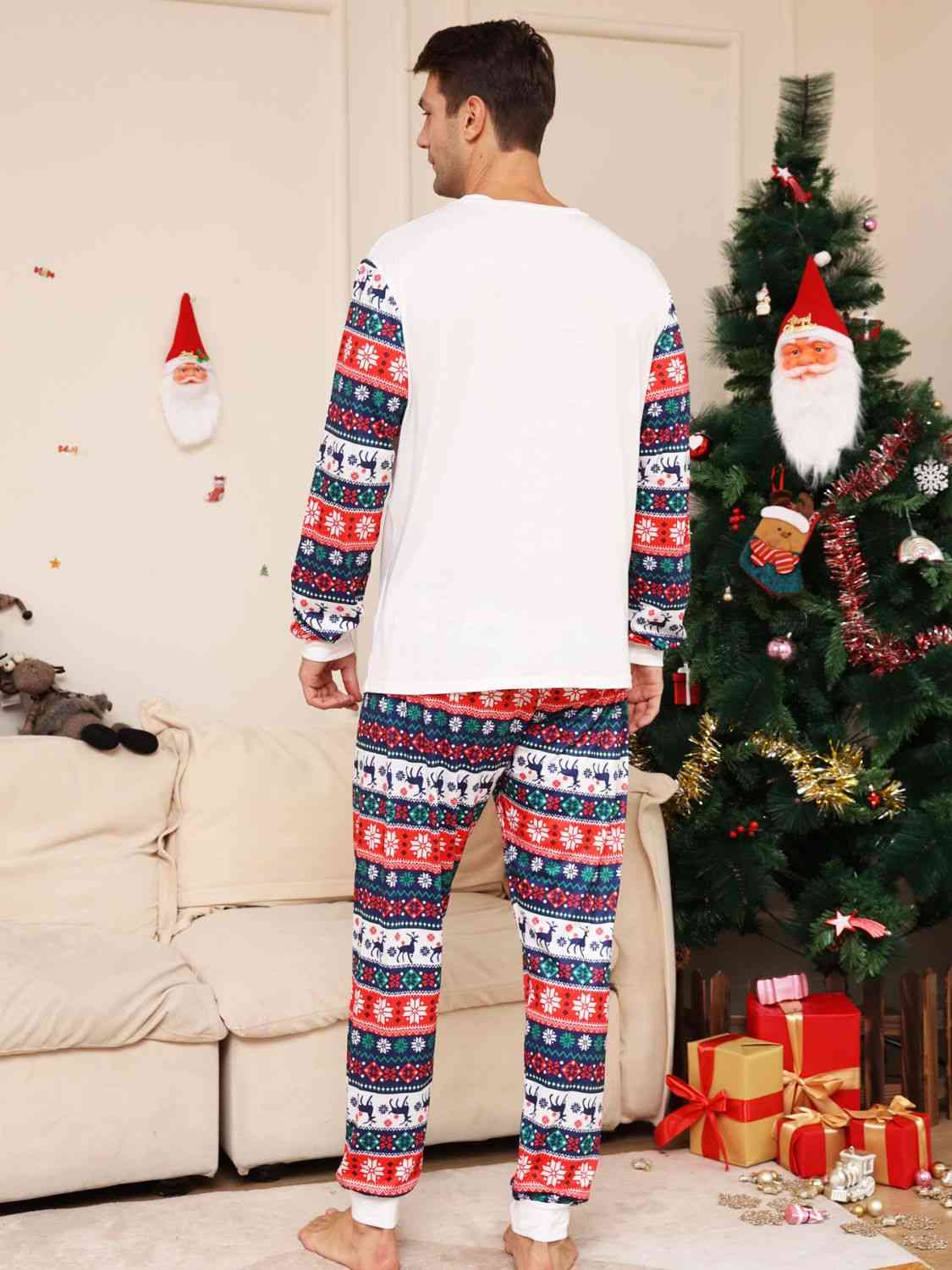 Matching Men's Multicolored "Merry Christmas" Pajama Set