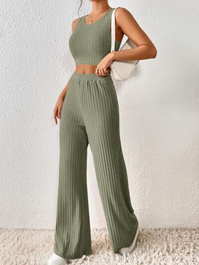 Ribbed Tank & Pants Lounge Set (4 Variants)