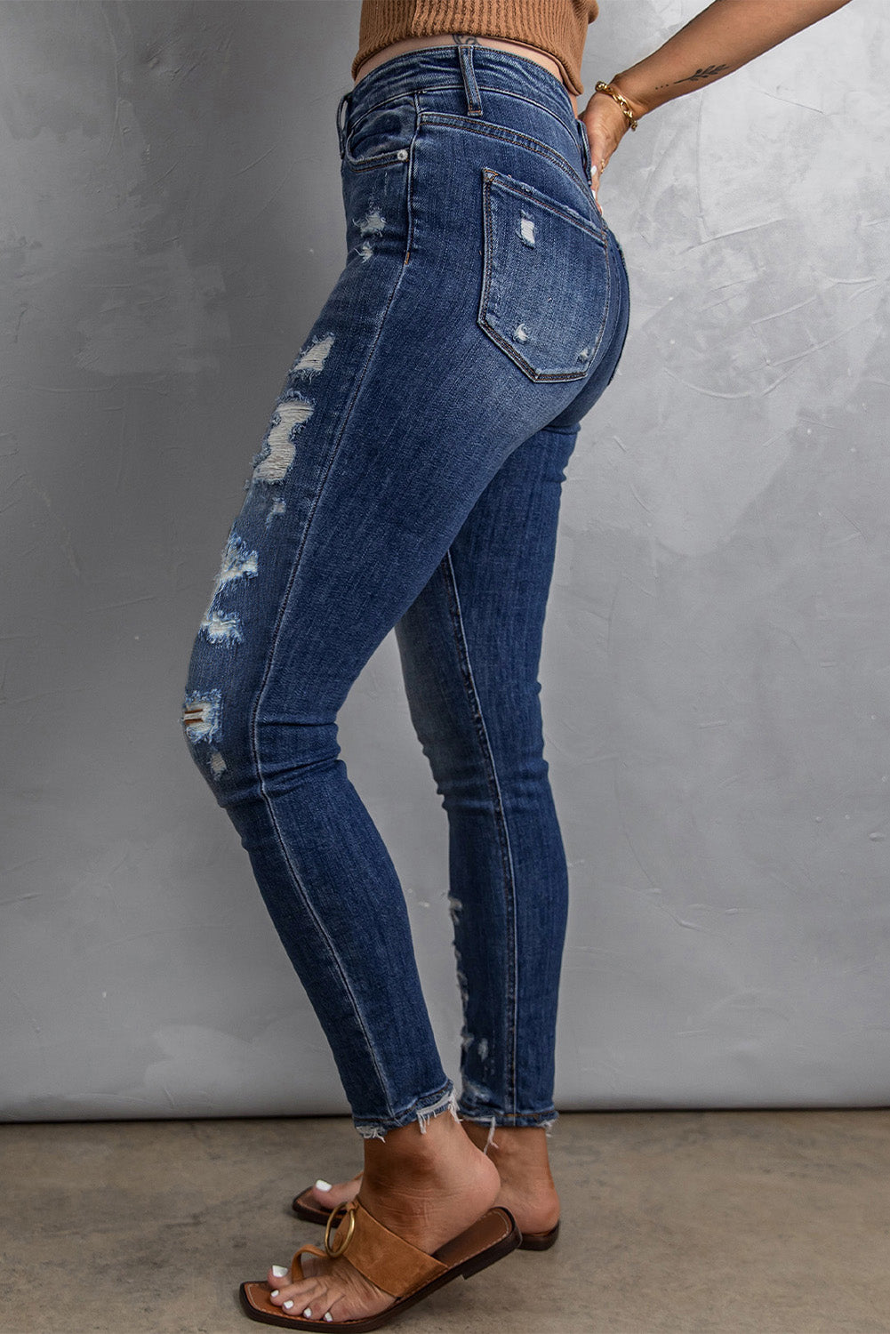 Distressed High Waist Skinny Jeans