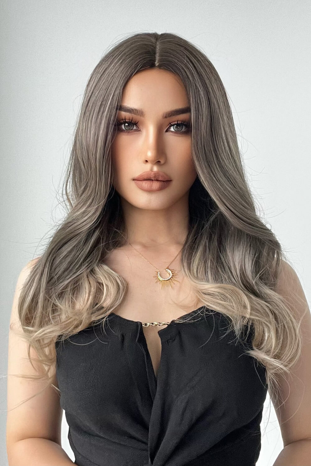 24" Ash Brown/Blonde Ombre Synthetic Wave Wig