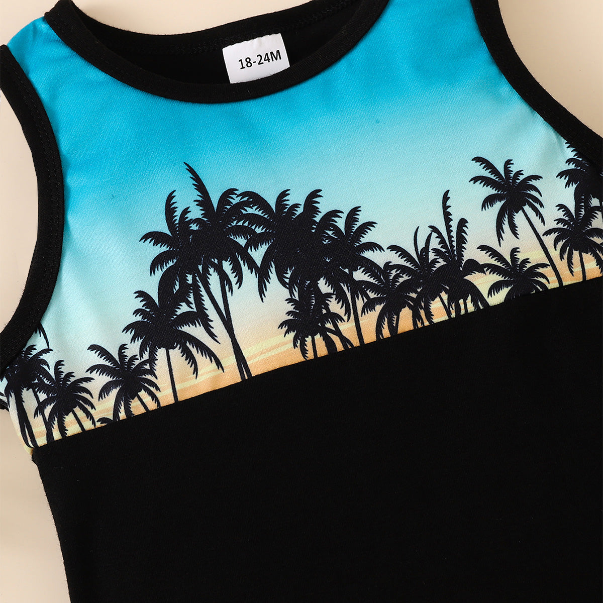 Kids Palm Tree Sunset Tank and Short Set