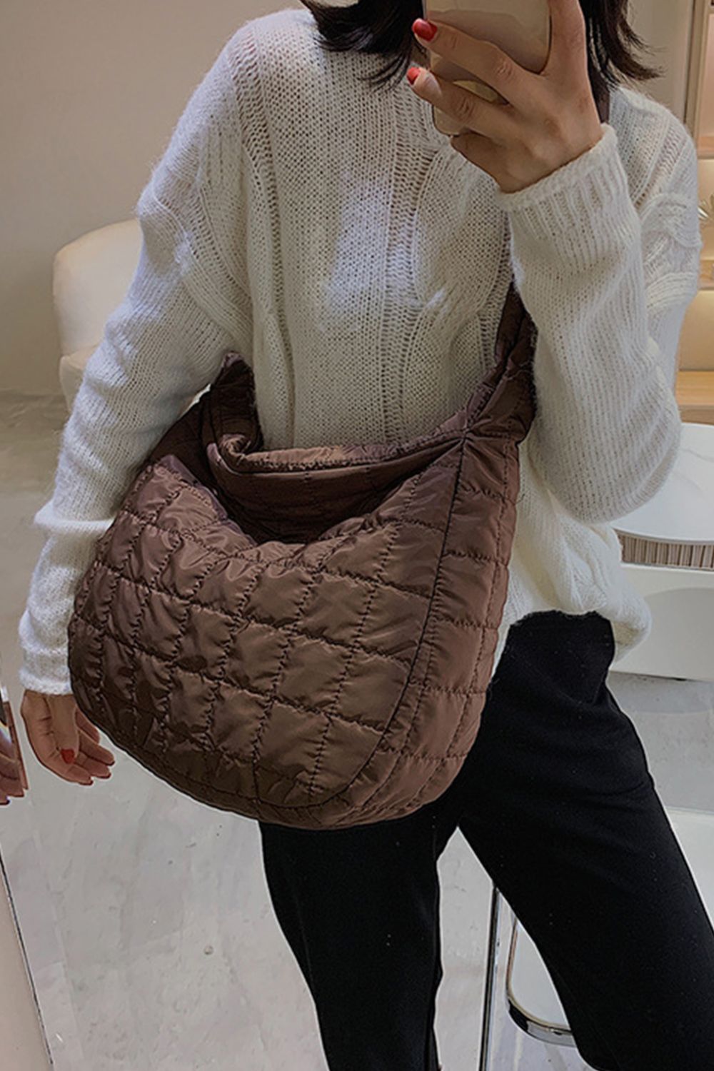 Large Quilted Shoulder Bag