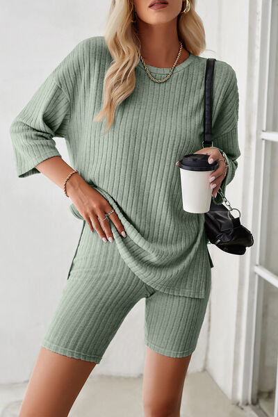 Cozy Ribbed Top & Shorts Set (4 Variants)