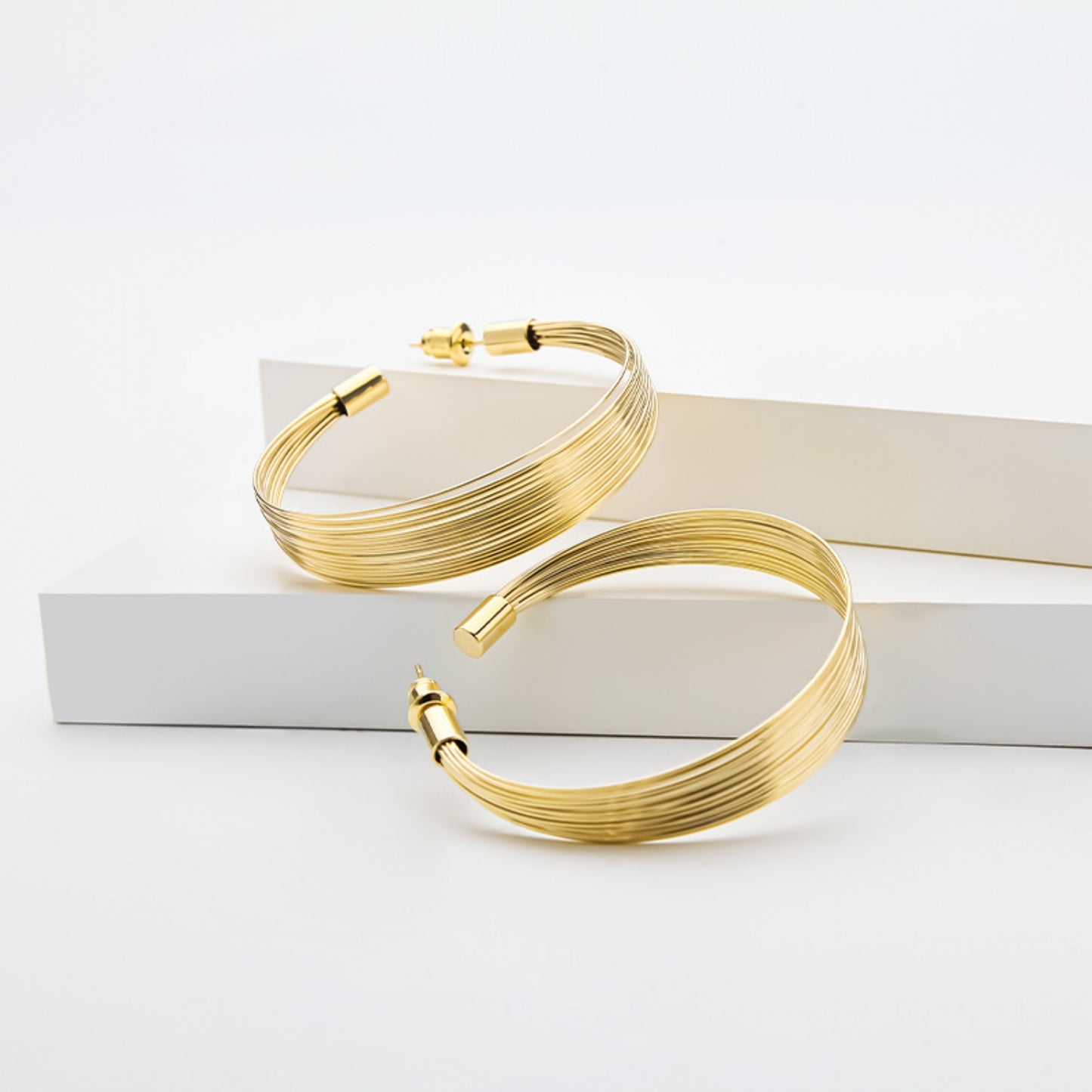 Gold-Plated Copper Layered Hoop Earrings