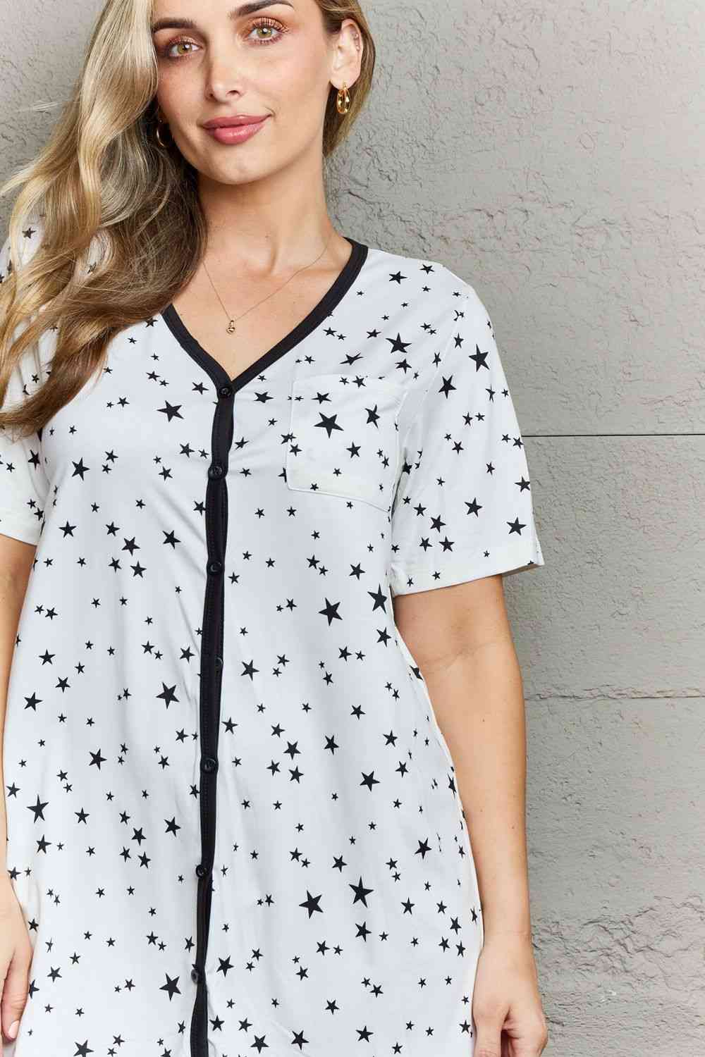 MOON NITE Quilted Quivers Button Down Night Gown