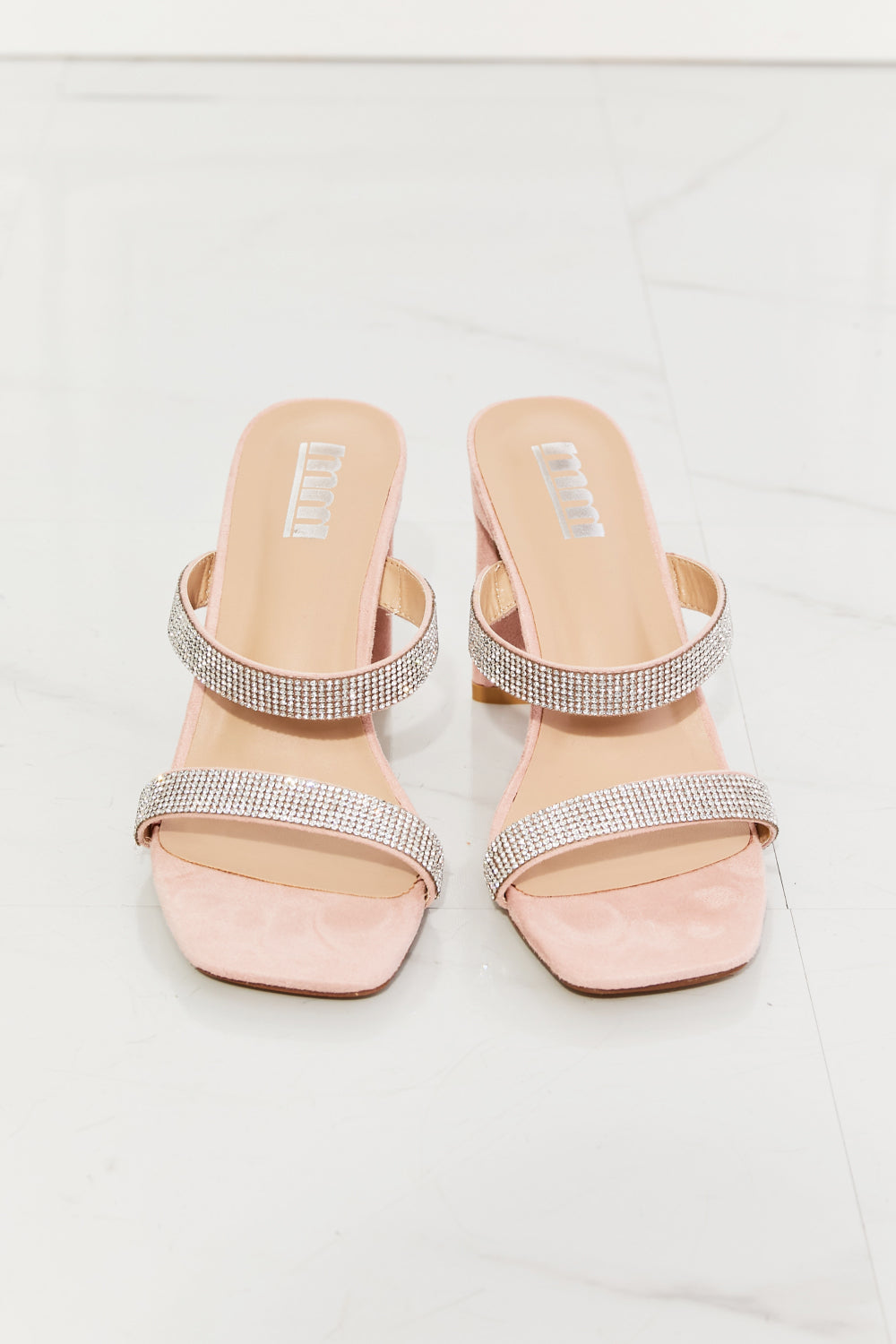 Leave A Little Sparkle Rhinestone Block Heel Sandals (Pink)