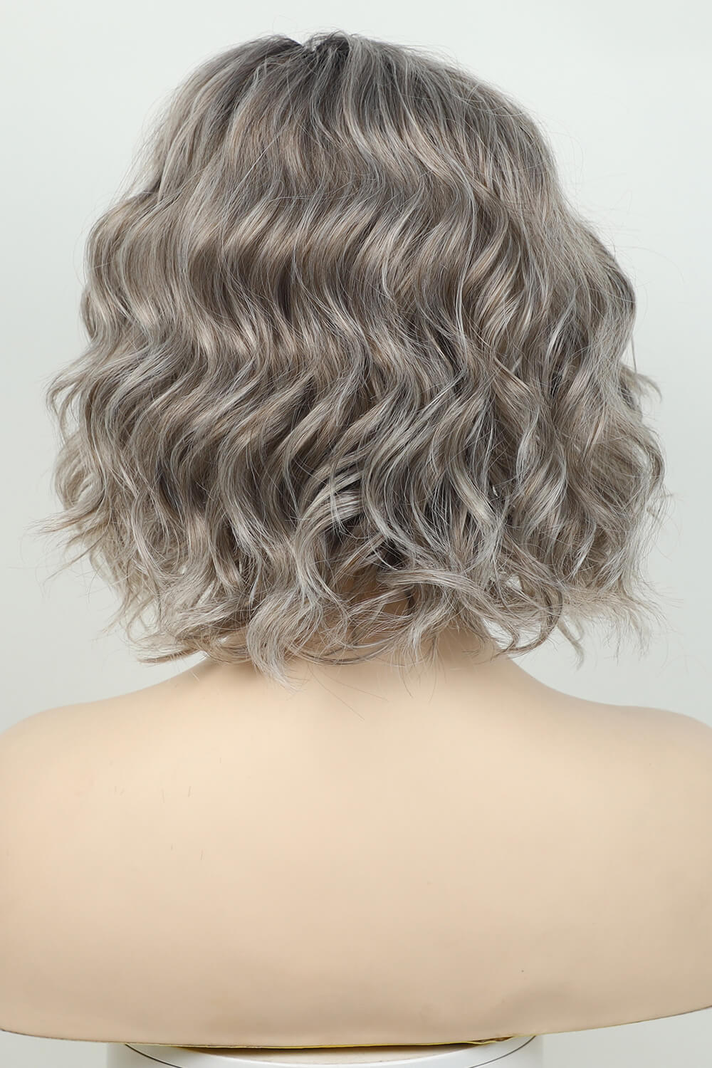 4'' Gray/White Synthetic Short Wavy Wig