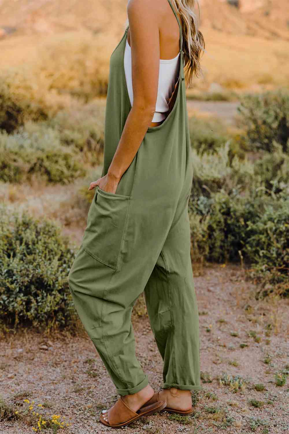 Double Take  V-Neck Sleeveless Jumpsuit with Pocket (6 Variants)