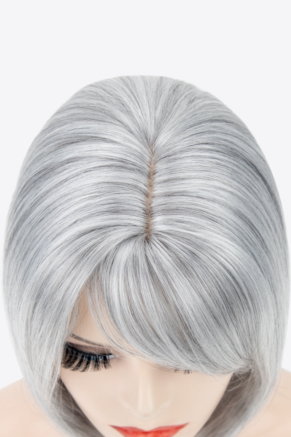 9" Gray Straight Short Synthetic Bob Wig With Bangs