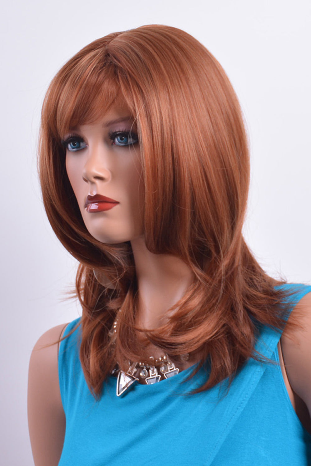 14'' Red Mid-Length Synthetic Flip Wig With Bangs