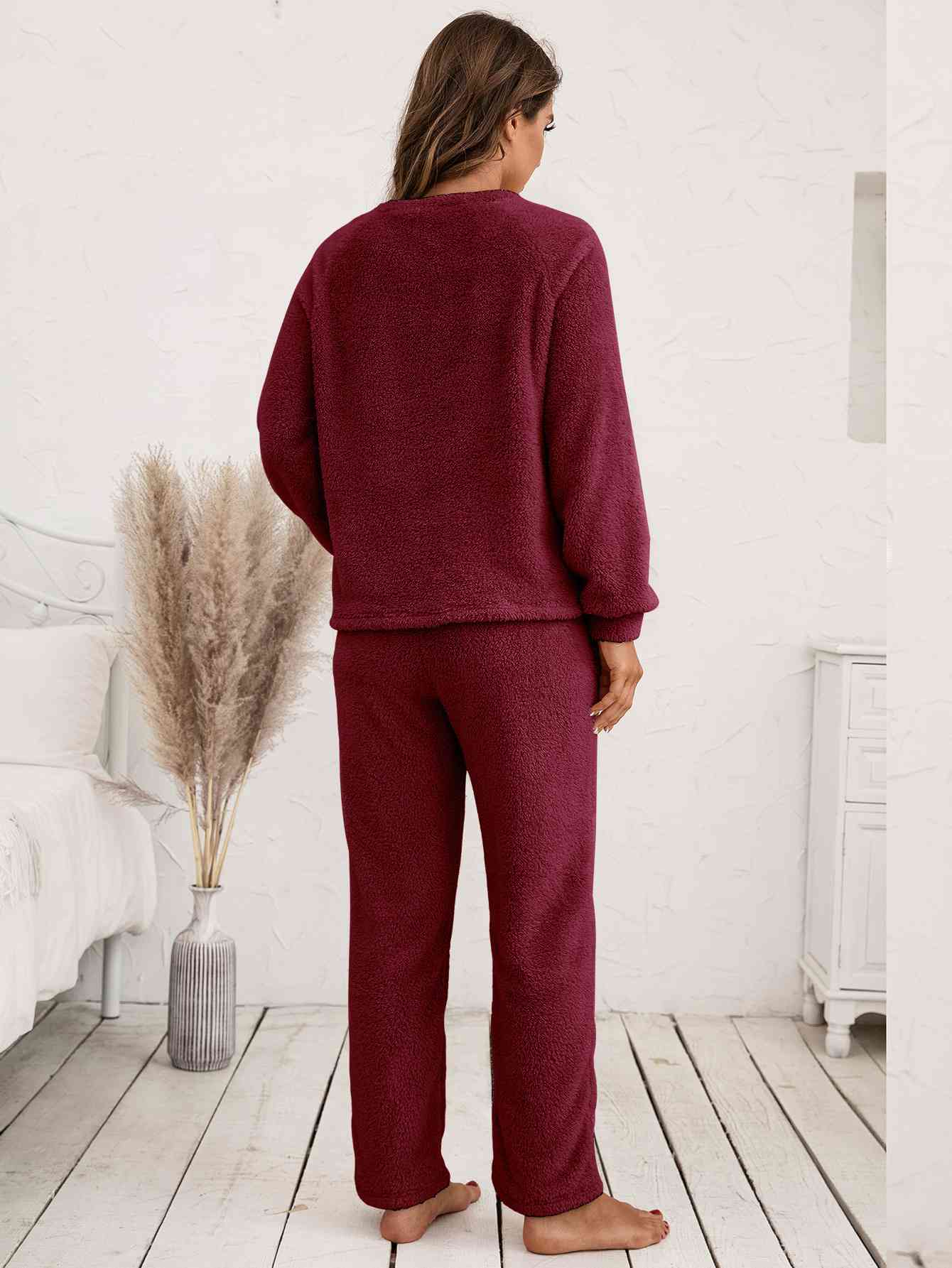 Teddy Long Sleeve Top & Pants Lounge Set (9 Variants)