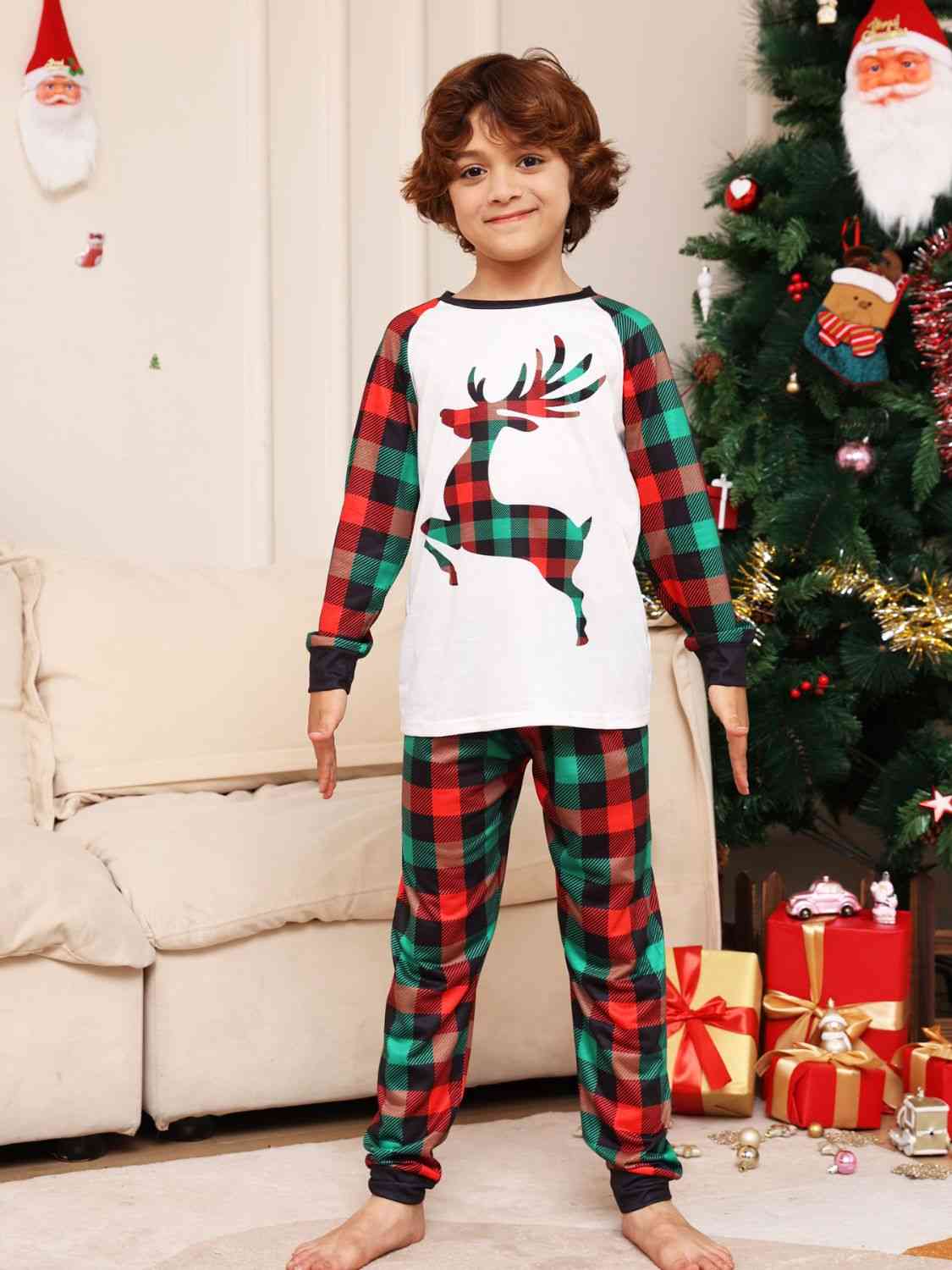 Matching Kids 2T-14 Reindeer Pajama Set