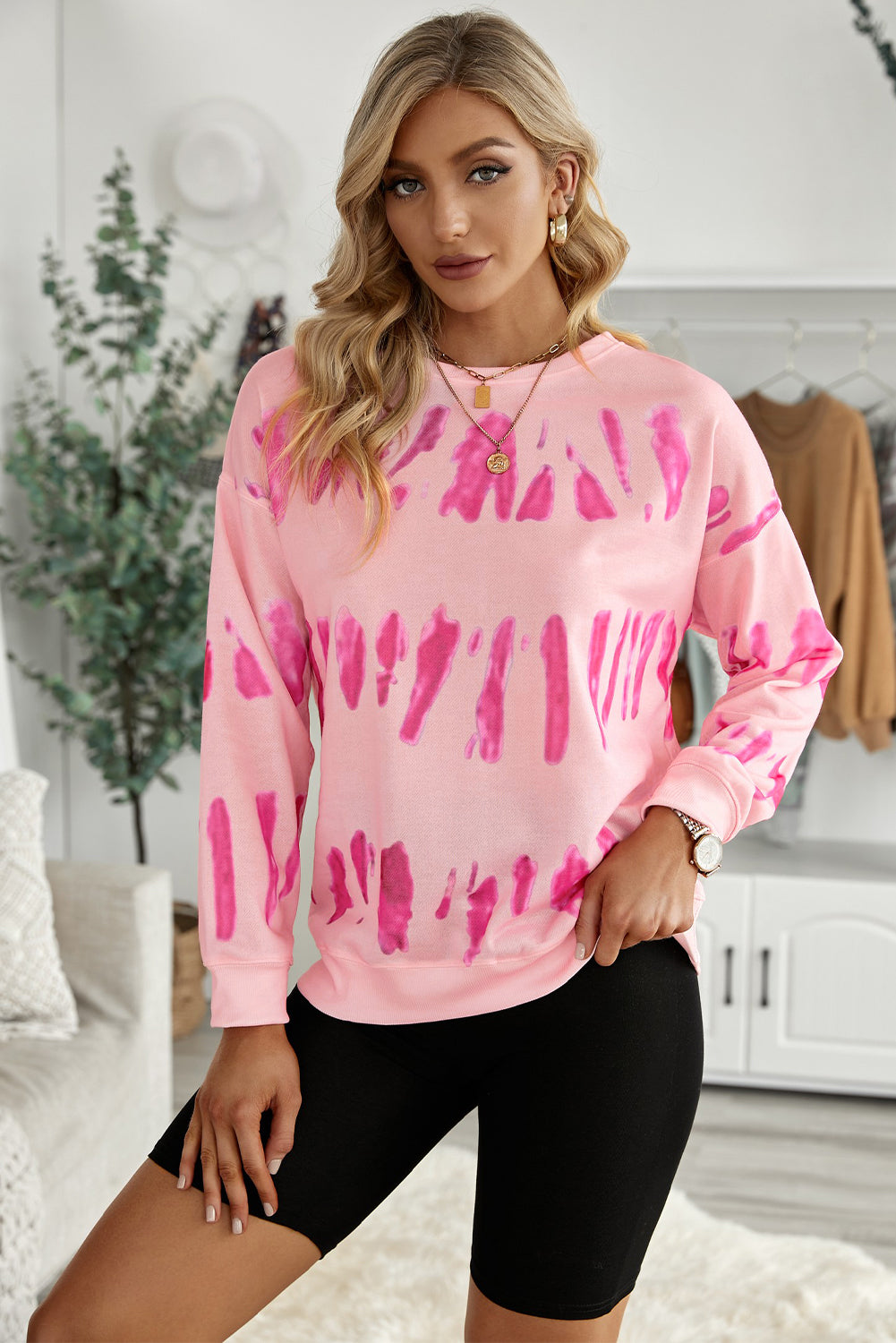 Printed Dropped Shoulder Round Neck Sweatshirt