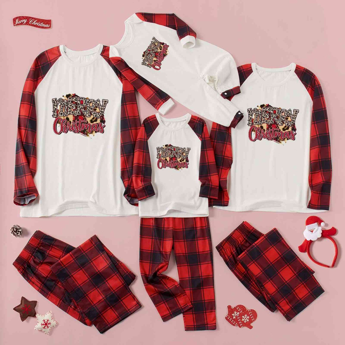 Matching 2T-9 "MERRY Christmas" Cheetah Print Pajama Set