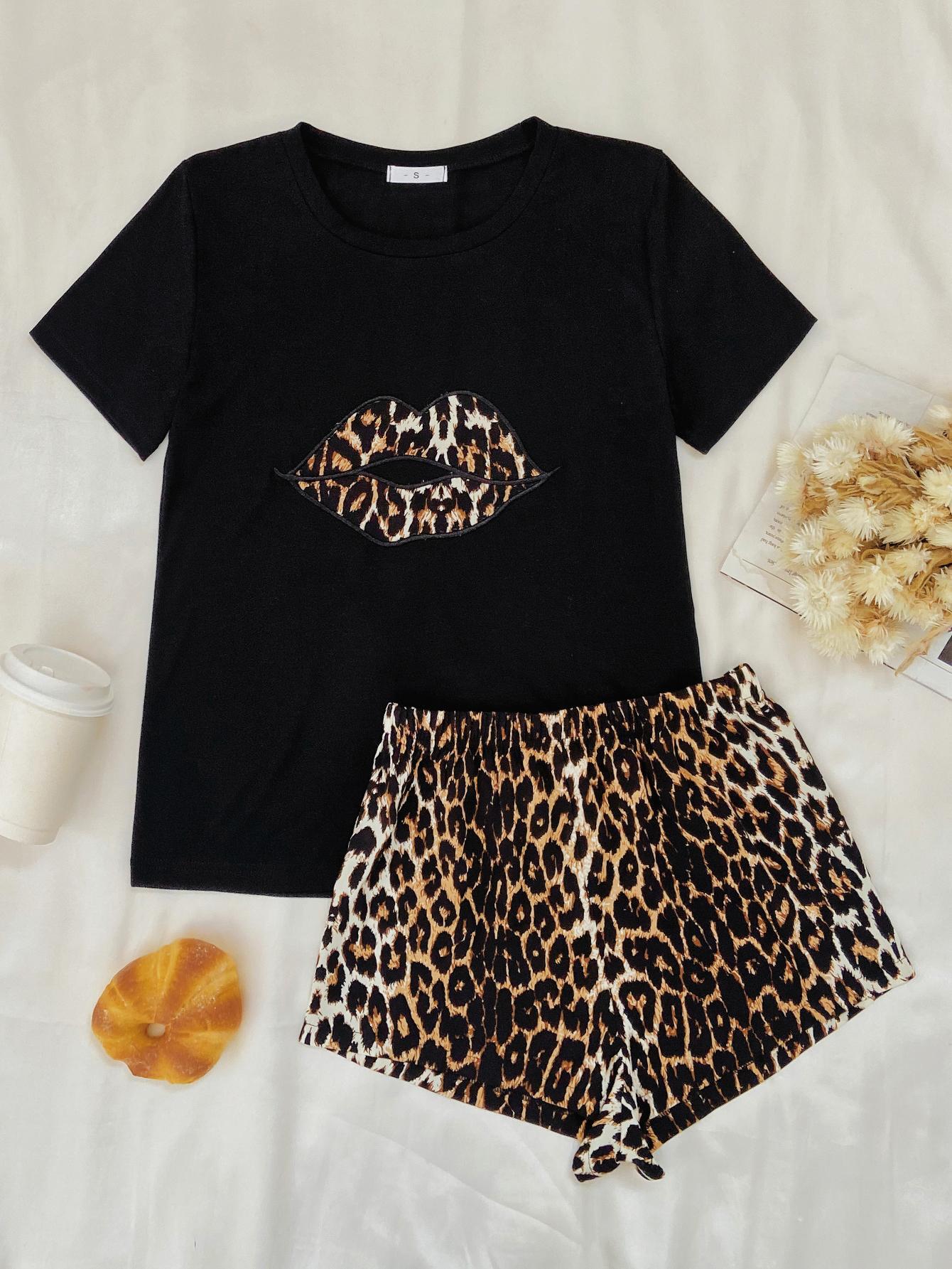 Leopard Lips Top and Shorts Lounge Set