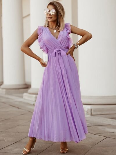 Angelic Flow Cap Sleeve Pleated Dress (5 Variants)