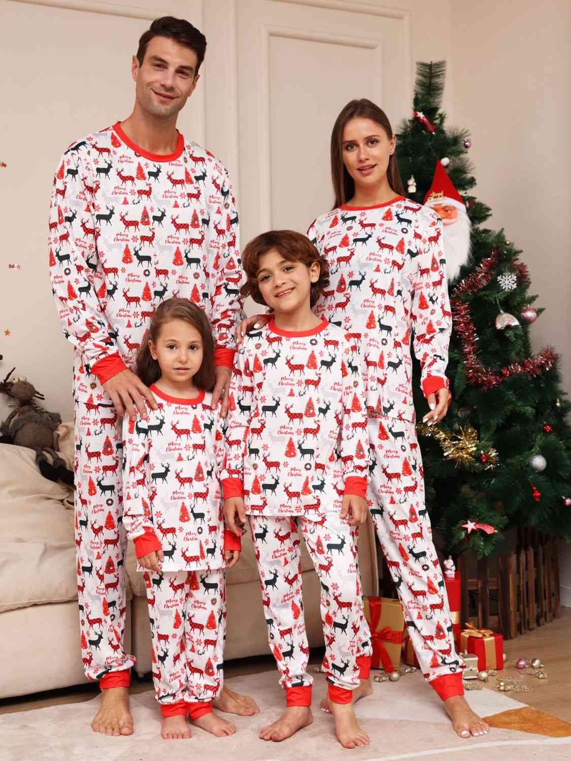 Matching Kids 2T-14 Reindeer Print Pajama Set