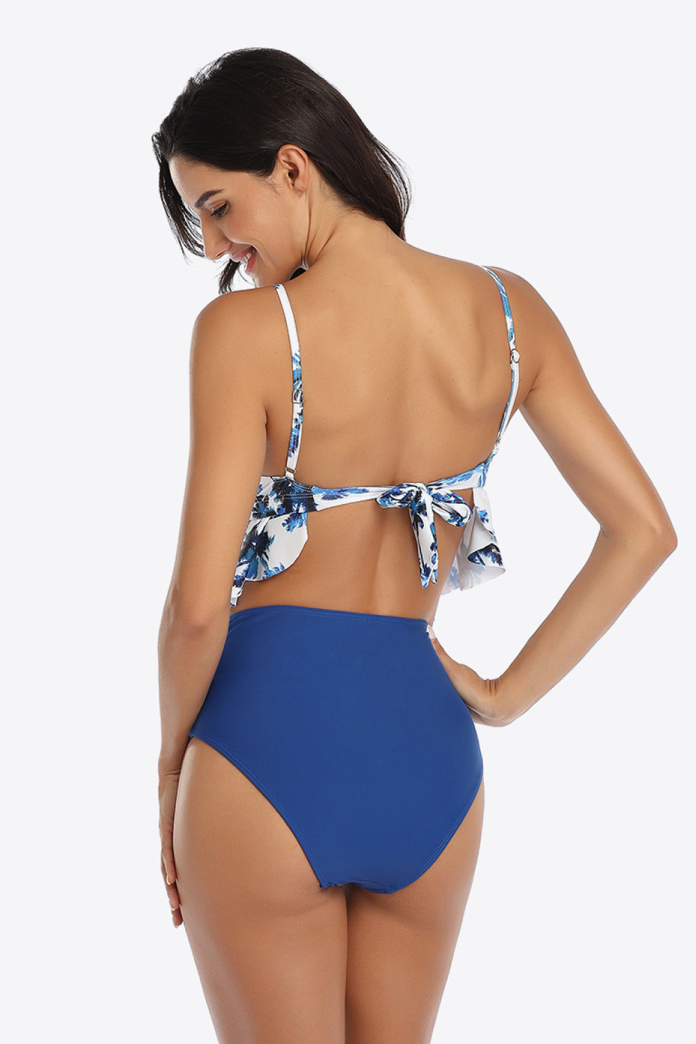 Tropical Print Ruffled Two-Piece Swimsuit (4 Variants)