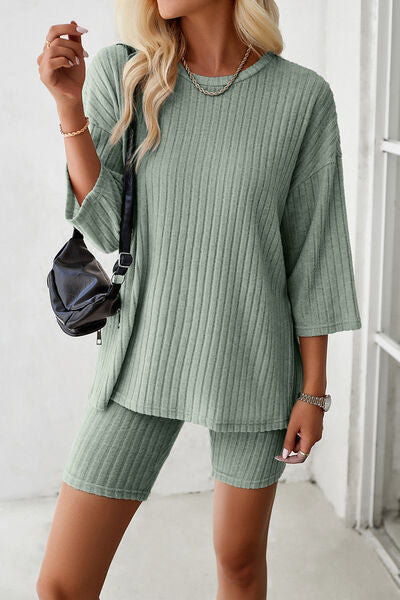 Cozy Ribbed Top & Shorts Set (4 Variants)