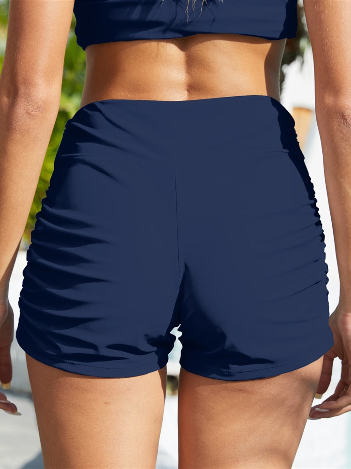 Ruched Mid-Rise Waist Swim Shorts (2 Variants)