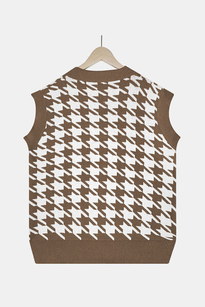 Houndstooth V-Neck Sweater Vest