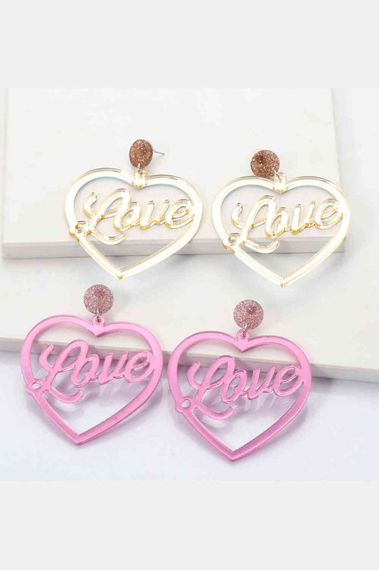 Heart Shape Acrylic Dangle Earrings