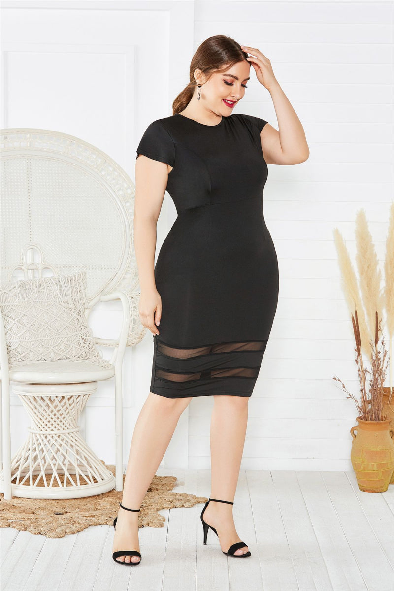 Plus Size Mesh Detail Midi Dress (3 Variants)