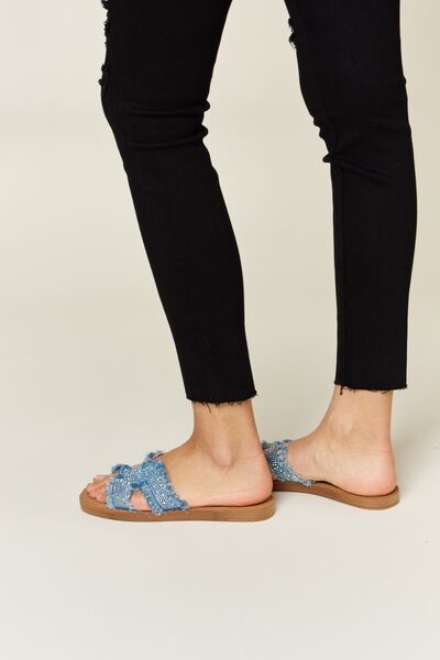 Stars In The Sky Raw Trim Denim Sandals