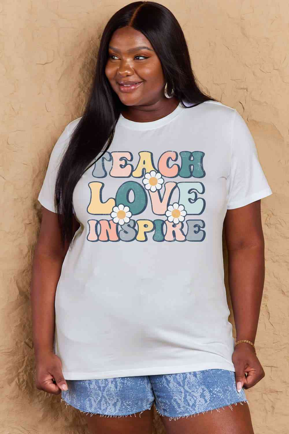 Simply Love Full Size TEACH LOVE INSPIRE Graphic Cotton T-Shirt