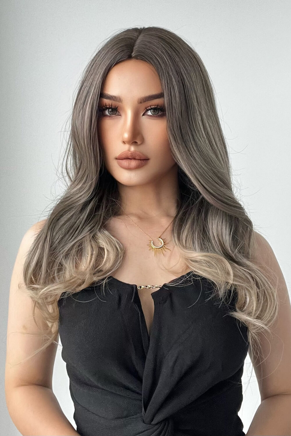 24" Ash Brown/Blonde Ombre Synthetic Wave Wig