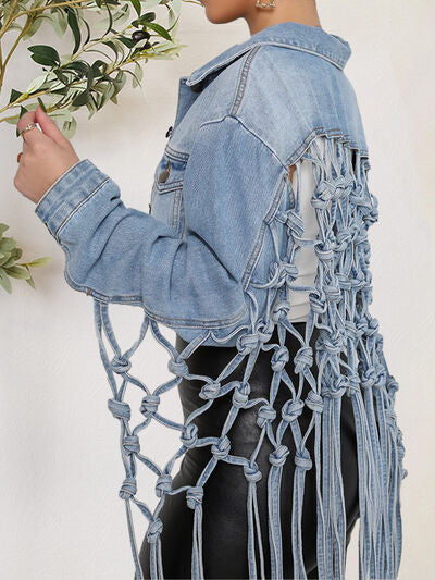 Knot Just Hangin Around Button Up Denim Jacket