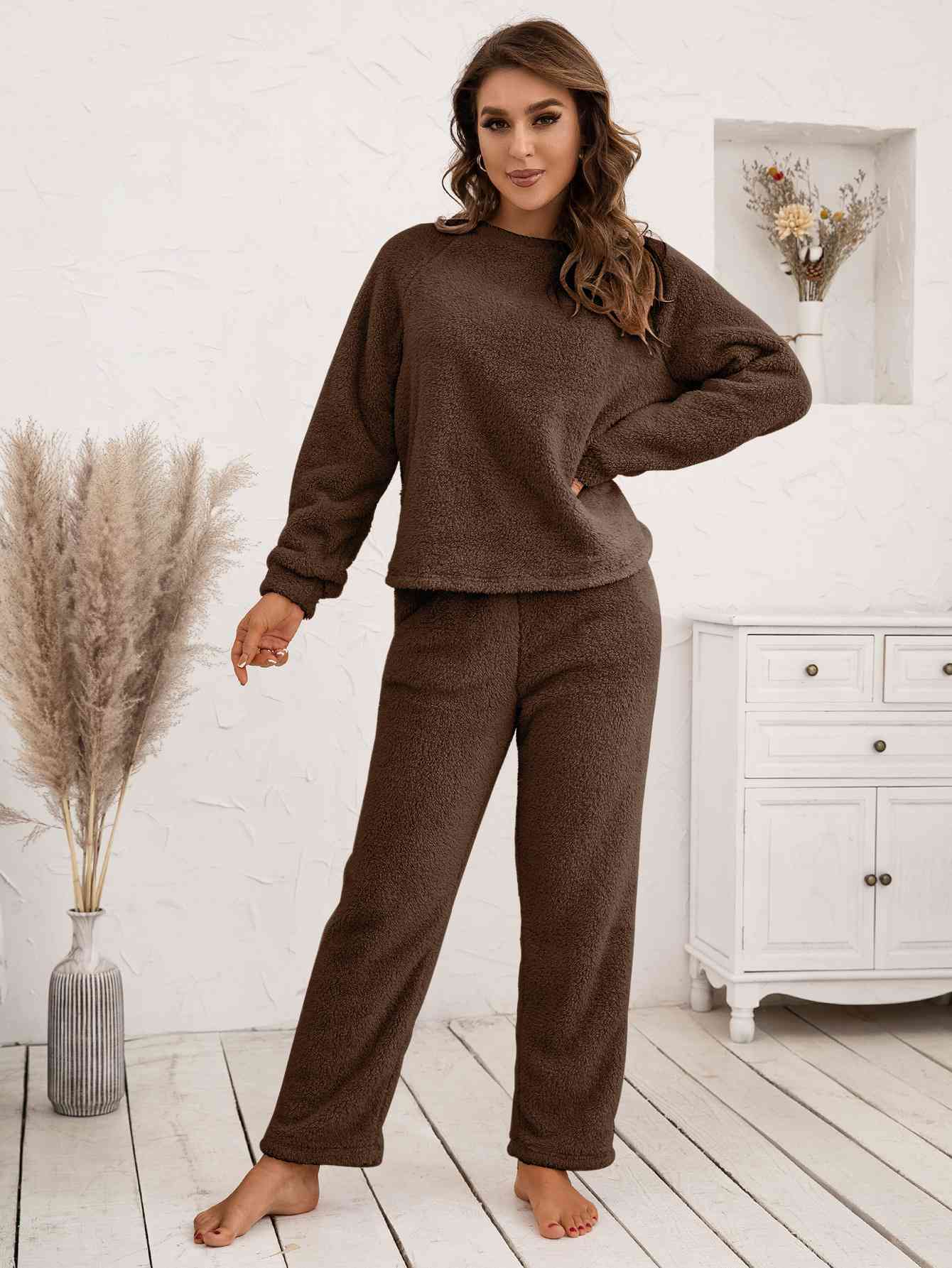 Teddy Long Sleeve Top & Pants Lounge Set (9 Variants)