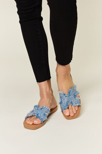 Stars In The Sky Raw Trim Denim Sandals