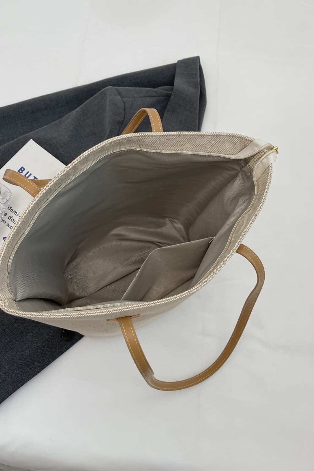 Khaki Canvas Tote Bag